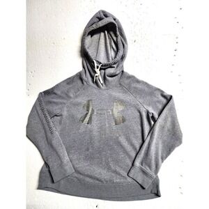 Under Armour Hoodie Women Large Gray Sweatshirt  Pocket Drawstring  Pullover